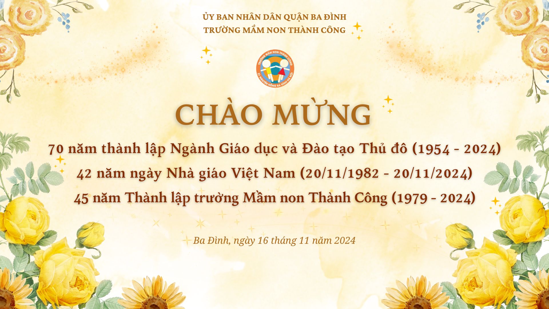 Trường Mầm non Thành Công chào mừng kỷ niệm ngày Nhà giáo Việt Nam 20/11: Một hành trình vươn tới tương lai rạng ngời