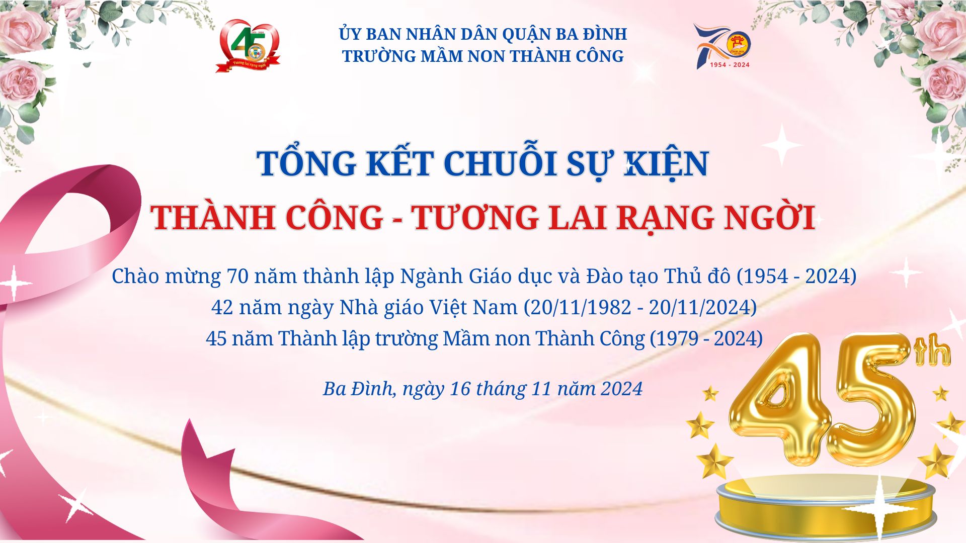 Trường Mầm non Thành Công tổng kết chuỗi sự kiện "THÀNH CÔNG - TƯƠNG LAI RẠNG NGỜI"