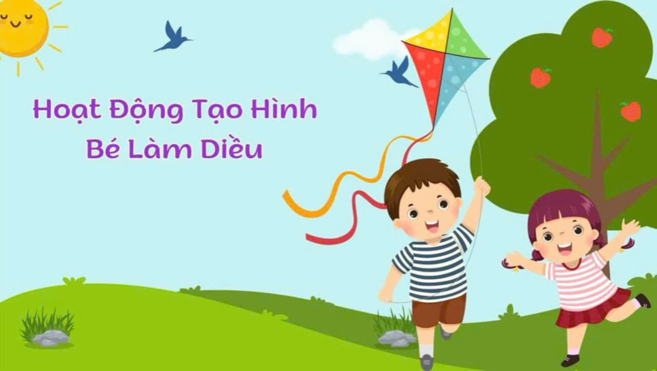 Hoạt động tạo hình xé dán cánh diều của các bé mẫu giáo Bé lớp C5