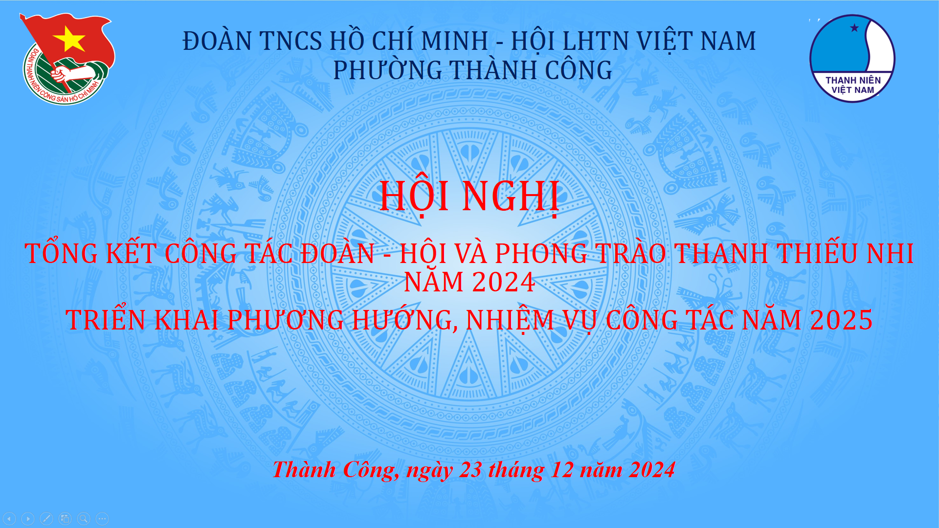 Chi đoàn trường Mầm non Thành Công vinh dự nhận giấy khen tại Hội nghị "Tổng kết Đoàn - Hội và phong trào thanh thiếu nhi năm 2024'' phường Thành Công