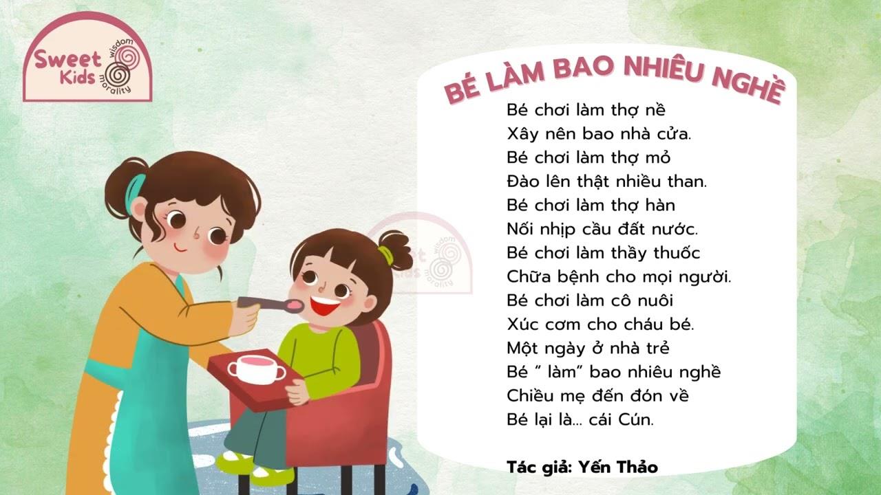 Dạy trẻ bài thơ "Bé làm bao nhiêu nghề"