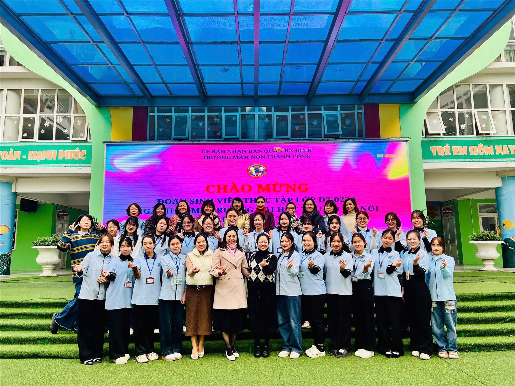 Trường Mầm non Thành Công vui mừng chào đón đoàn sinh viên thực tập lớp D2022A Trường Đại học Thủ đô Hà Nội.
