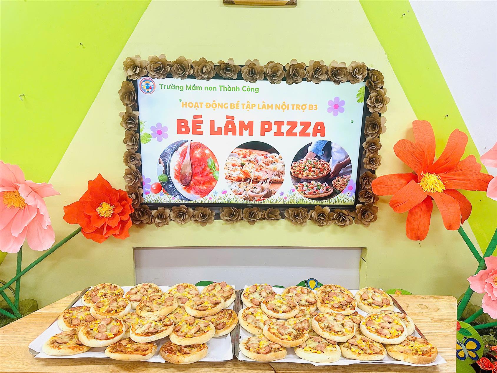 HOẠT ĐỘNG NỘI TRỢ – BÉ LỚP B3 TRẢI NGHIỆM LÀM BÁNH PIZZA