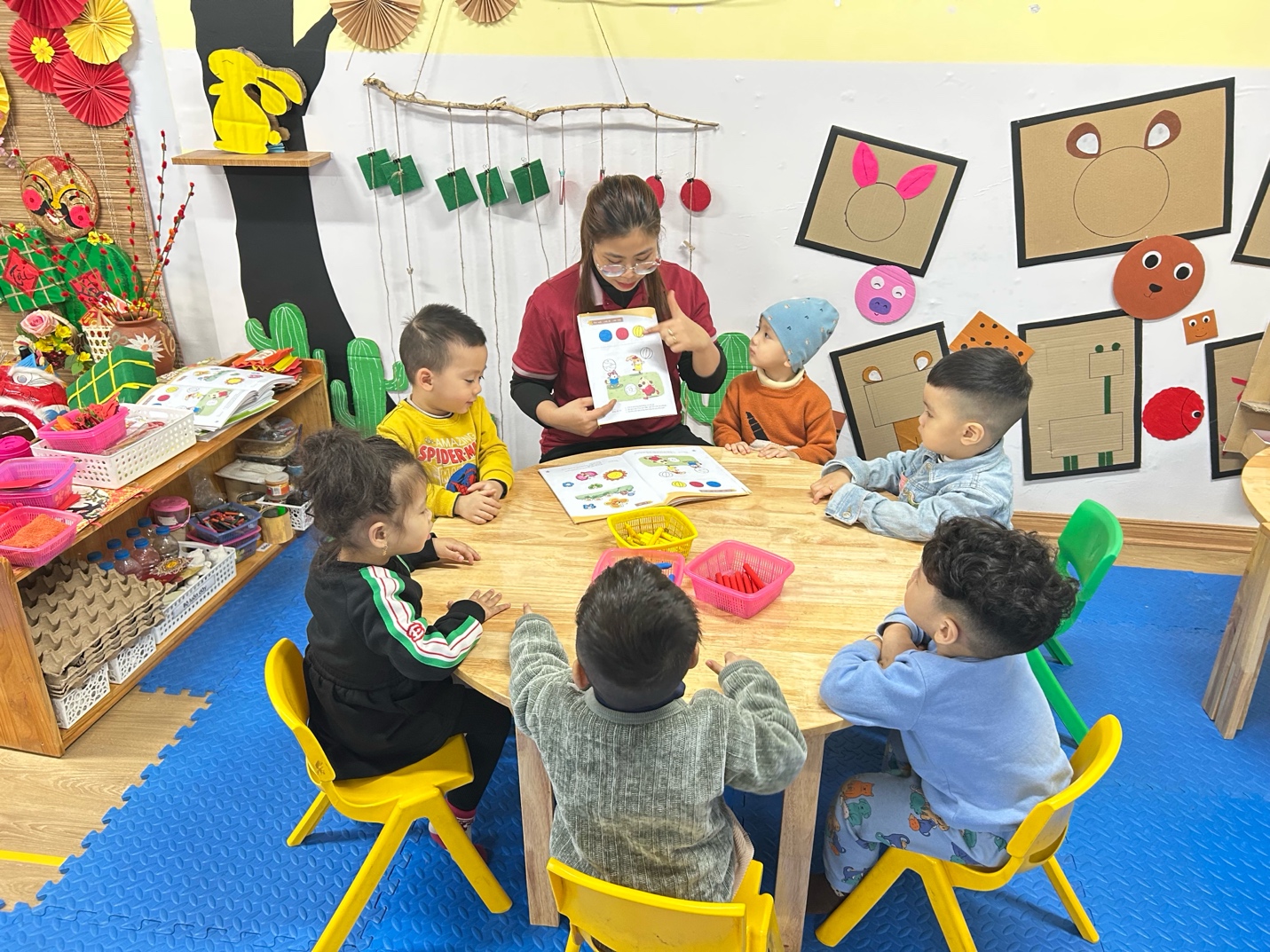 A group of children sitting around a table

AI-generated content may be incorrect.