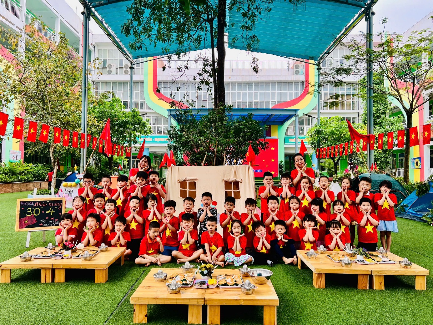 A group of people sitting outsideAI-generated content may be incorrect.