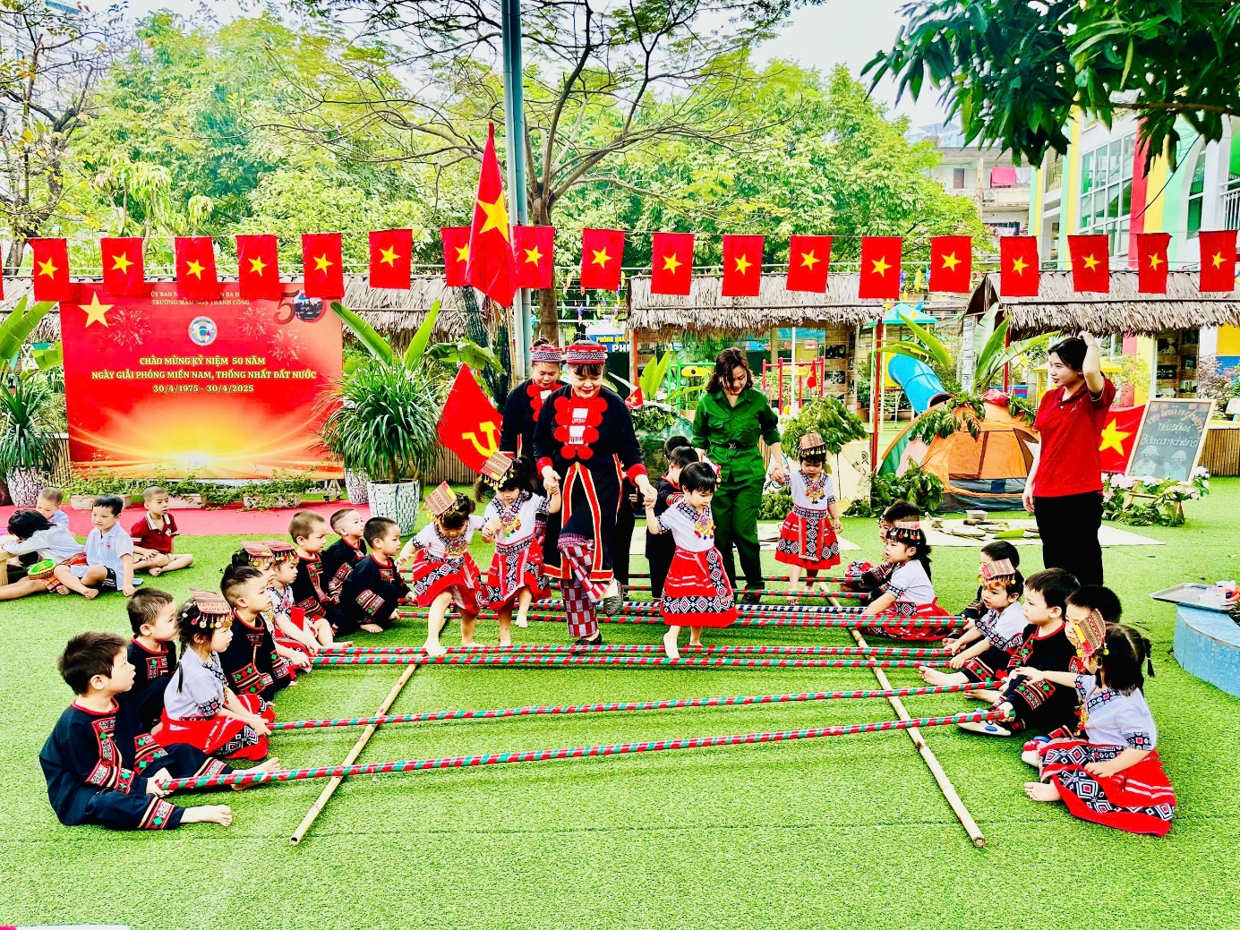 A group of children in red and black dressesAI-generated content may be incorrect.