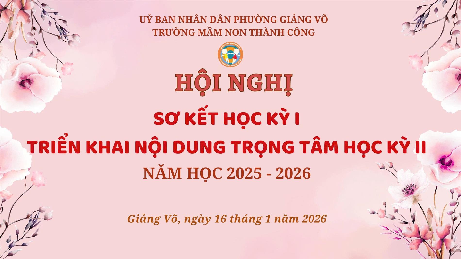Trường Mầm Non Thành Công Tổ Chức Hội Nghị Sơ Kết Học kỳ I, Triển Khai Nội Dung Trọng Tâm Học Kỳ II